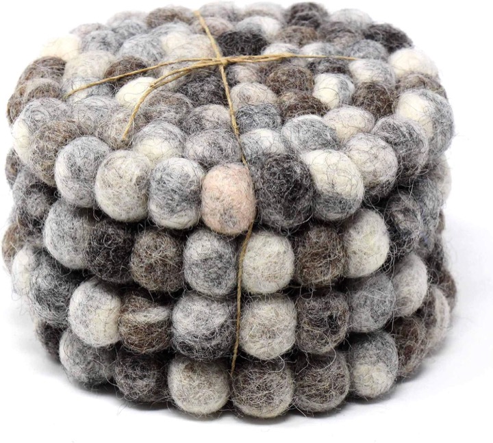 Global Crafts Felt Ball Wool Coasters
