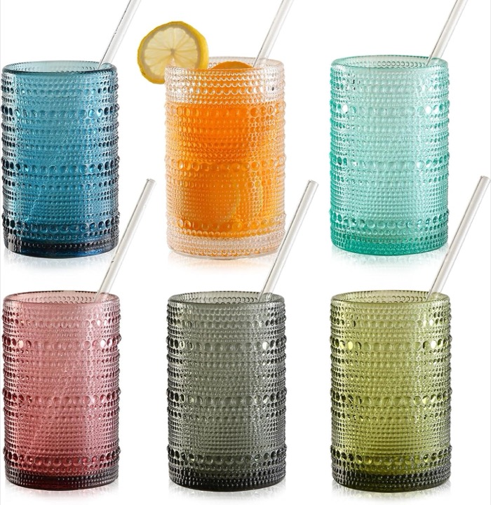 KMIGRUAN Colored Hobnail Drinking Glasses