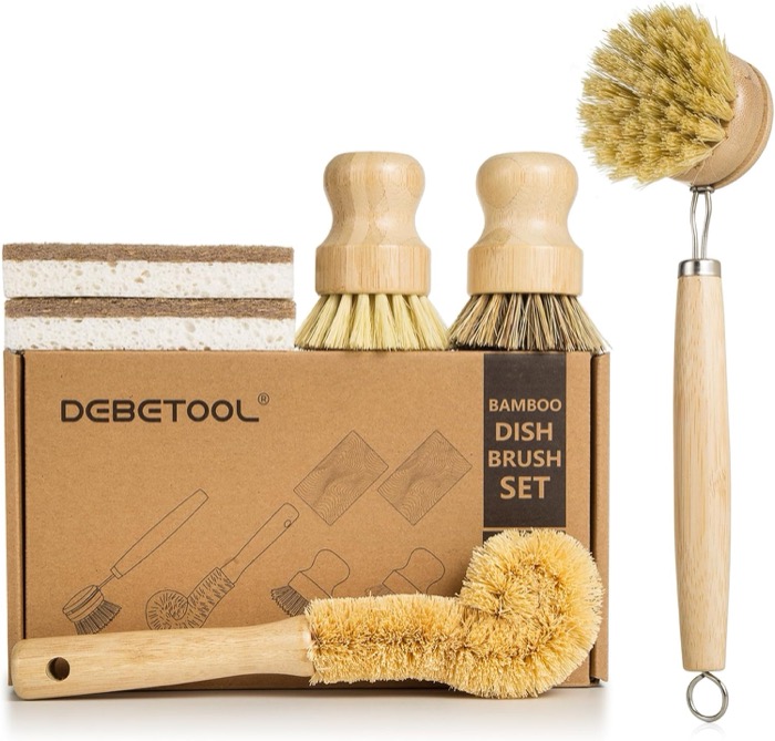 DEBETOOL Bamboo Dish Brush Set