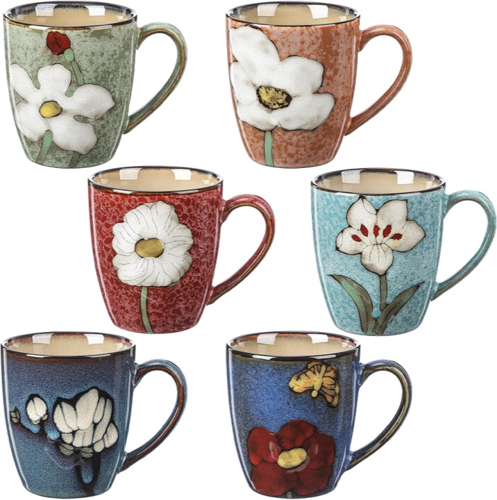 Maxdot Floral Ceramic Coffee Mugs