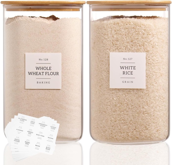 Large Square Glass Flour Jars