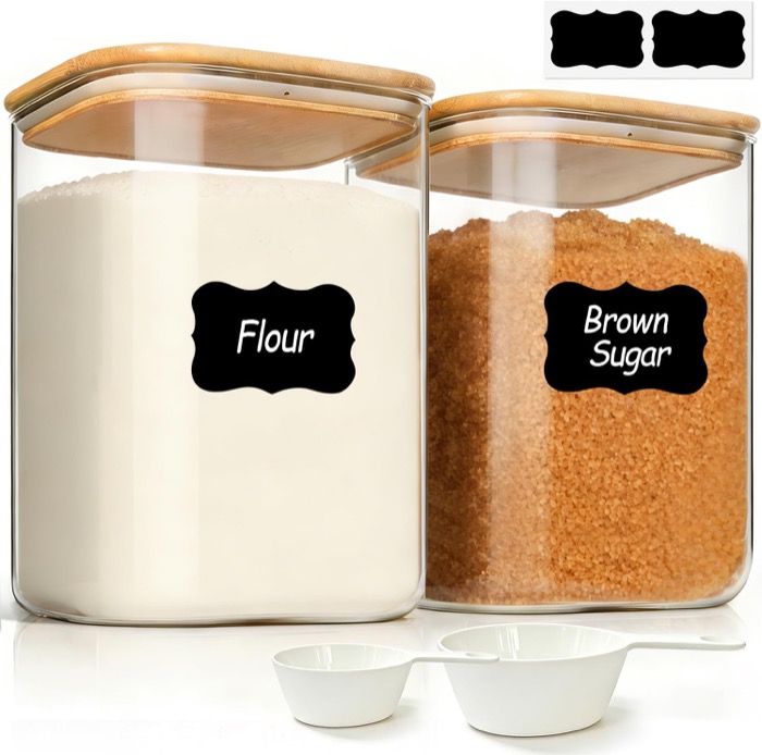 ComSaf Large Glass Flour Jars